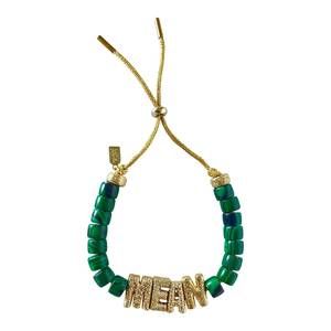 NEW LUCKY STAR JEWELS women's malachite eye candy id bracelet in green